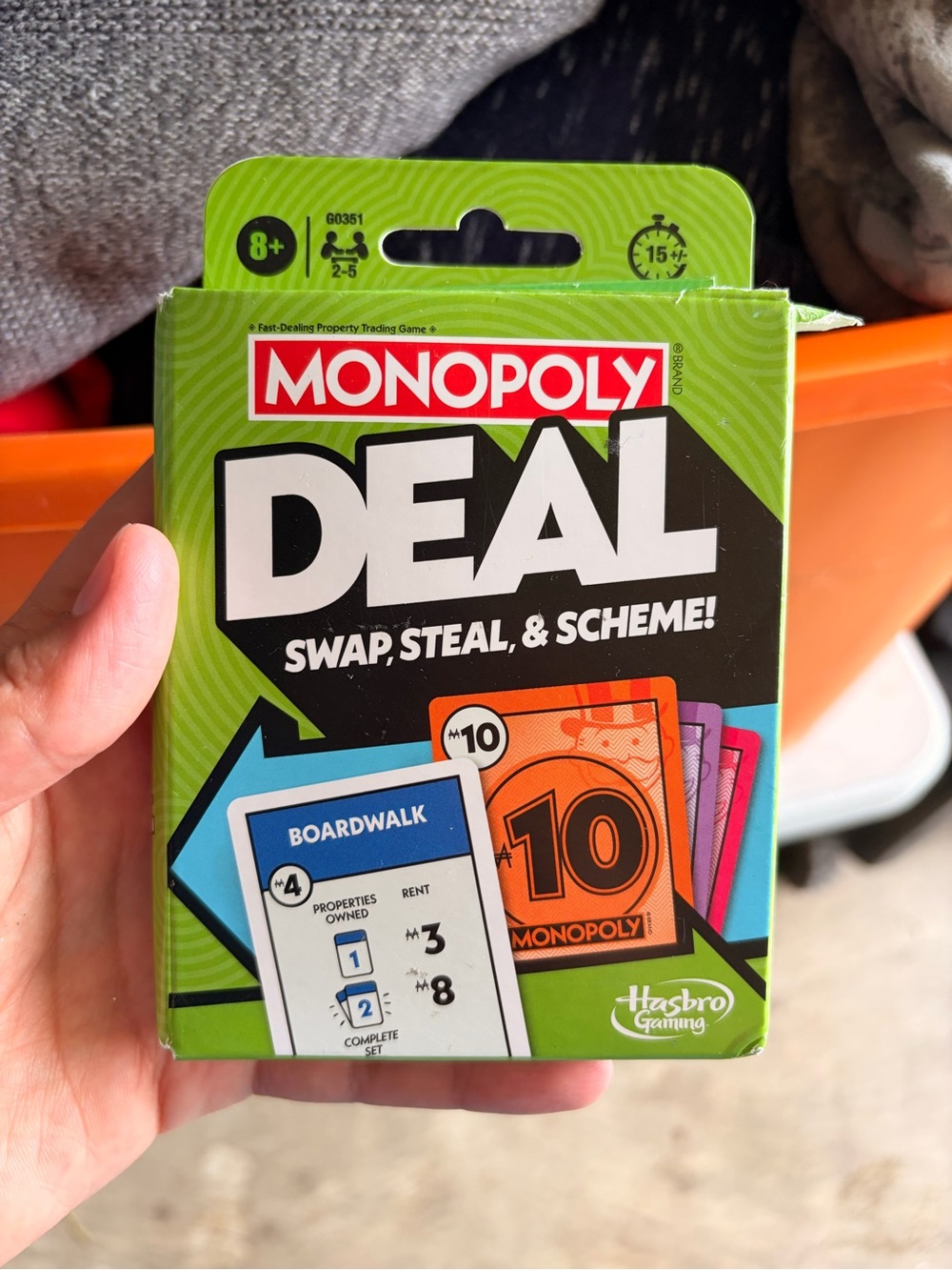 Hasbro Monopoly Deal Card Game - Bright Green Box with Colorful Cards